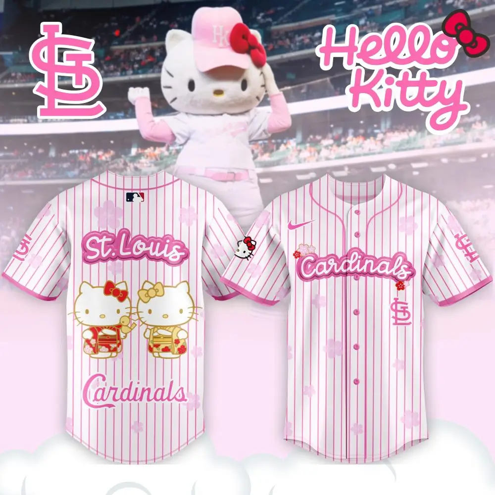Hello Kitty St. Louis Cardinals Baseball Jersey - Cute Pink Stripes Fan Gear For Kids & Adults