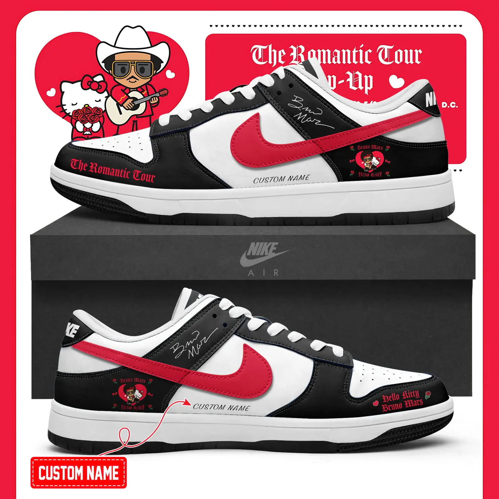 Hello Kitty x Bruno Mars Romantic Tour 2026 Limited Edition Air Force 1 Sneaker | QS54