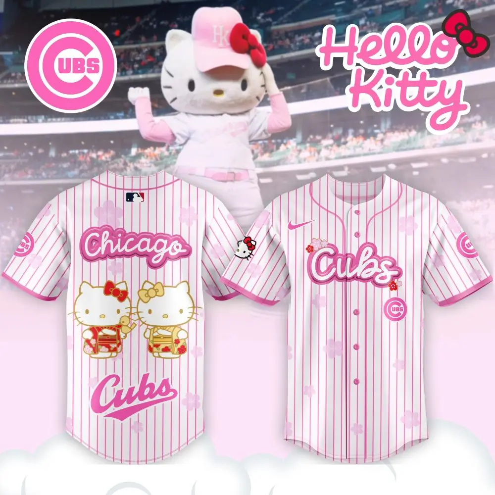 Hello Kitty X Chicago Cubs Pink Jersey - Limited Edition Fan Gear Hello Kitty X Chicago Cubs Pink Jersey - Limited Edition Fan Gear - Image 1