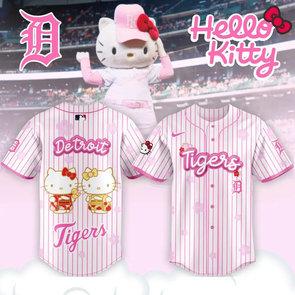 Hello Kitty X Detroit Tigers Pink Jersey – Cute & Stylish Fan Gear!