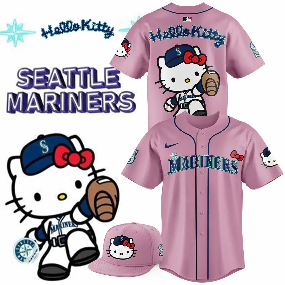Hello Kitty X Seattle Mariners Pink Baseball Jersey – Cute Fan Gear!