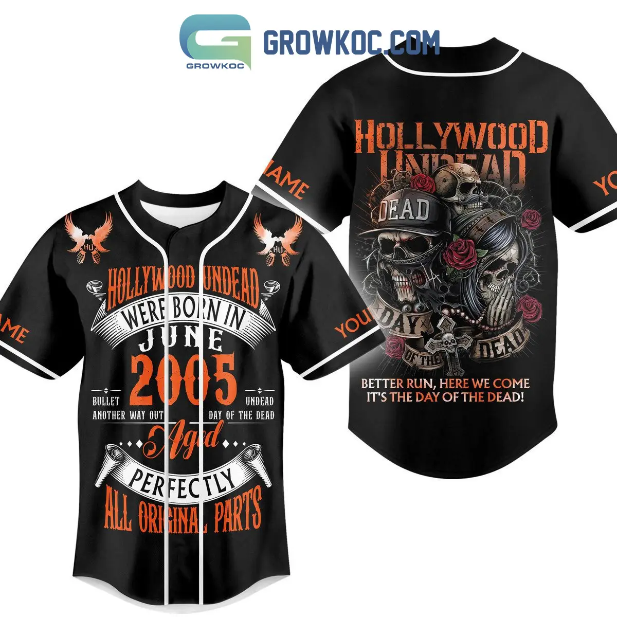 Hollywood Undead Better Run Here We Come It's The Day Of The Dead Personalized Baseball Jersey