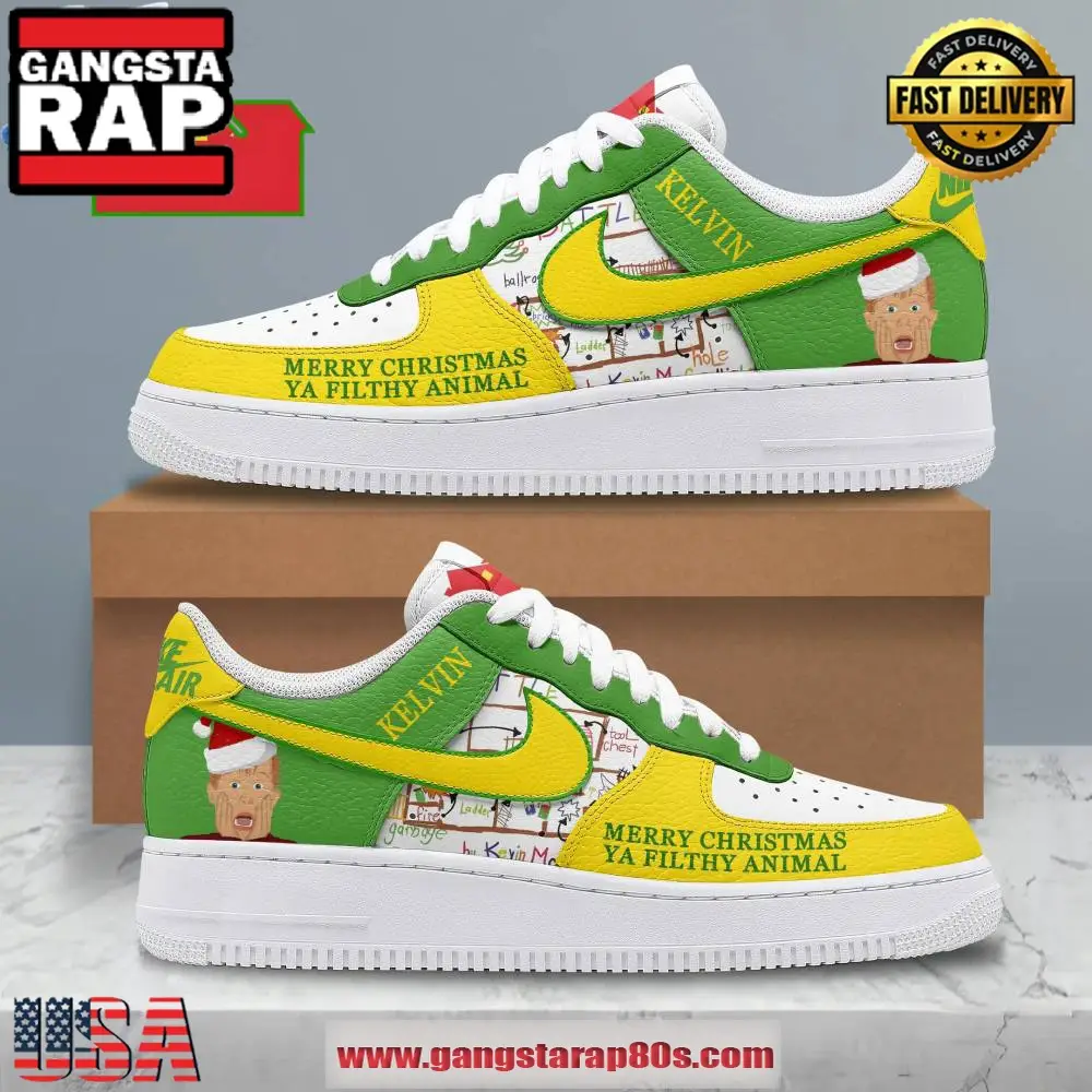 Home Alone Kelvin Merry Christmas Air Force 1 Running Sneakers Shoes