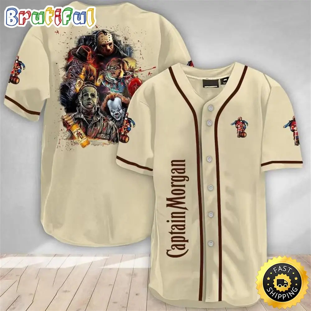 Horror Characters Captain Morgan Baseball Jersey Beer Lovers