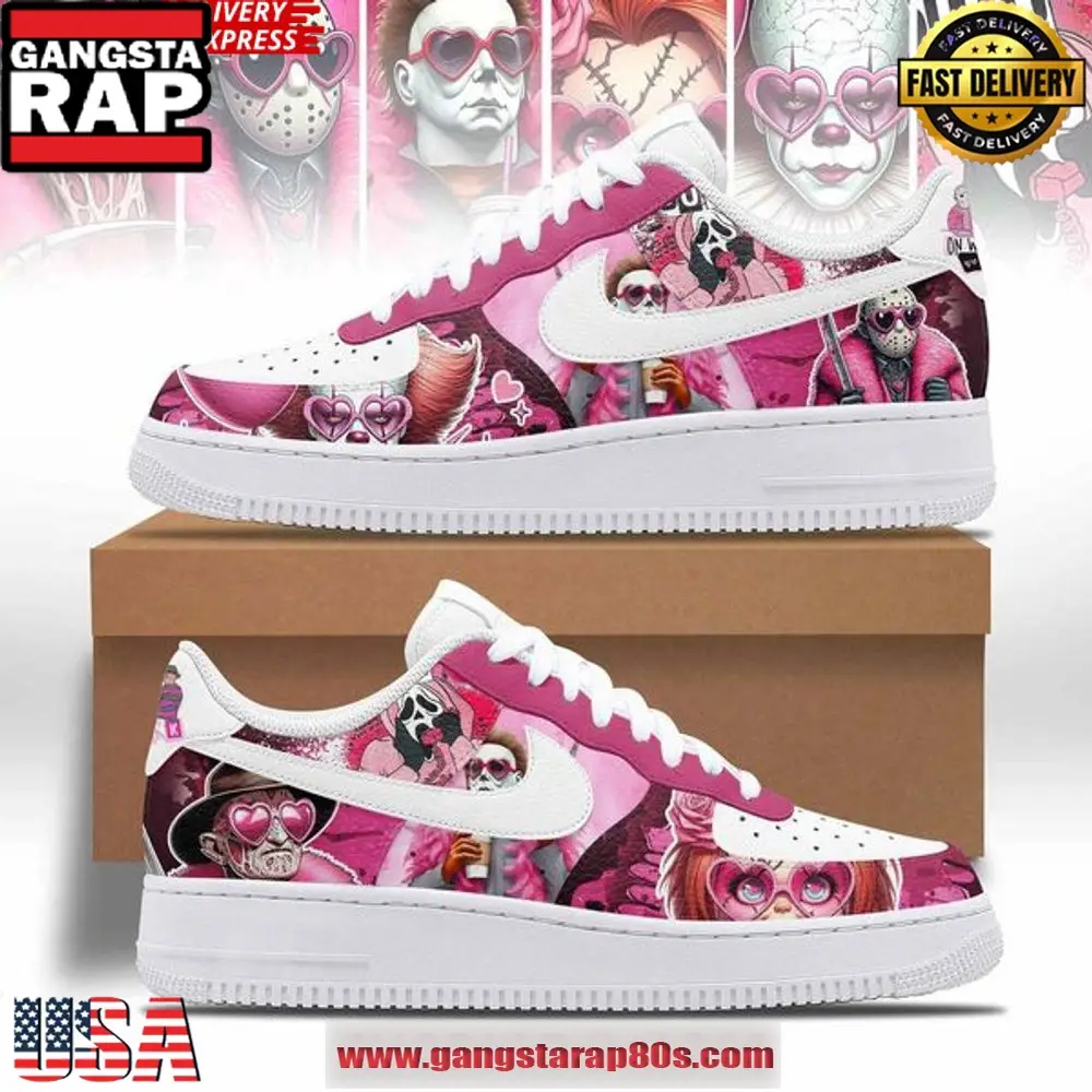 Horror Film Pink Limited Edition Air Force 1 Running Sneakers Shoes Horror Film Pink Limited Edition Air Force 1 Running Sneakers Shoes - Image 1