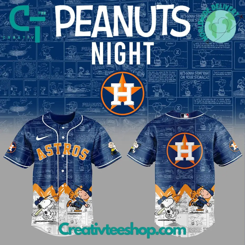 Houston Astros 75Th Anniversary Of Peanuts Baseball Jersey