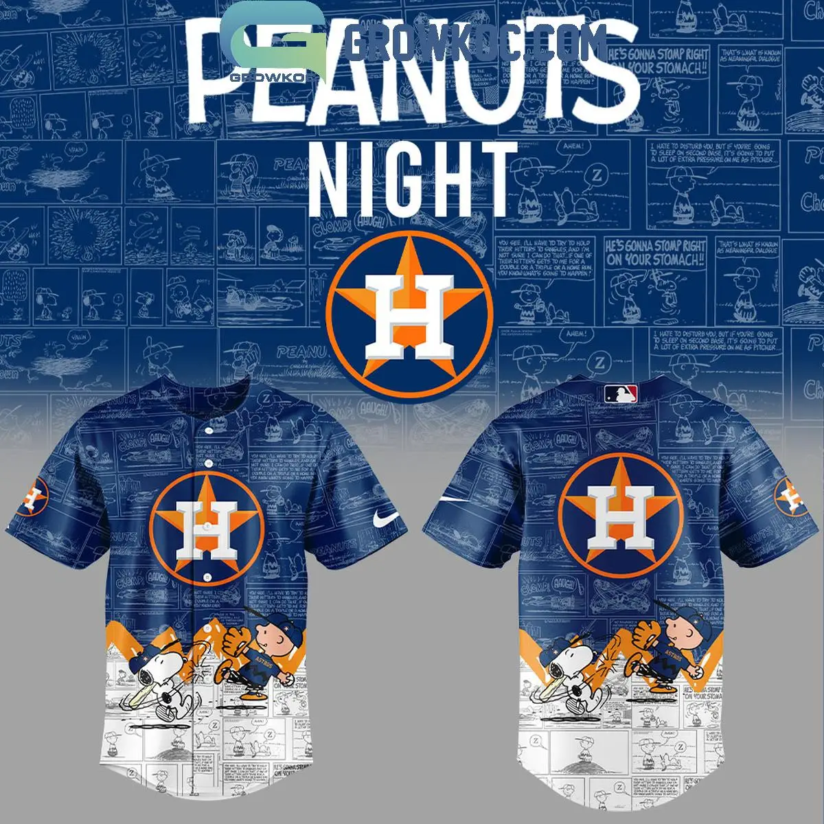 Houston Astros 75th Anniversary Snoopy Peanuts Baseball Jersey