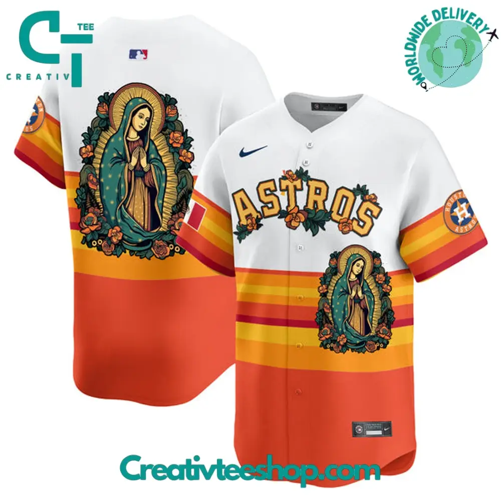Houston Astros Mexico Guadalupe Throwback Baseball Jersey Houston Astros Mexico Guadalupe Throwback Baseball Jersey - Image 1