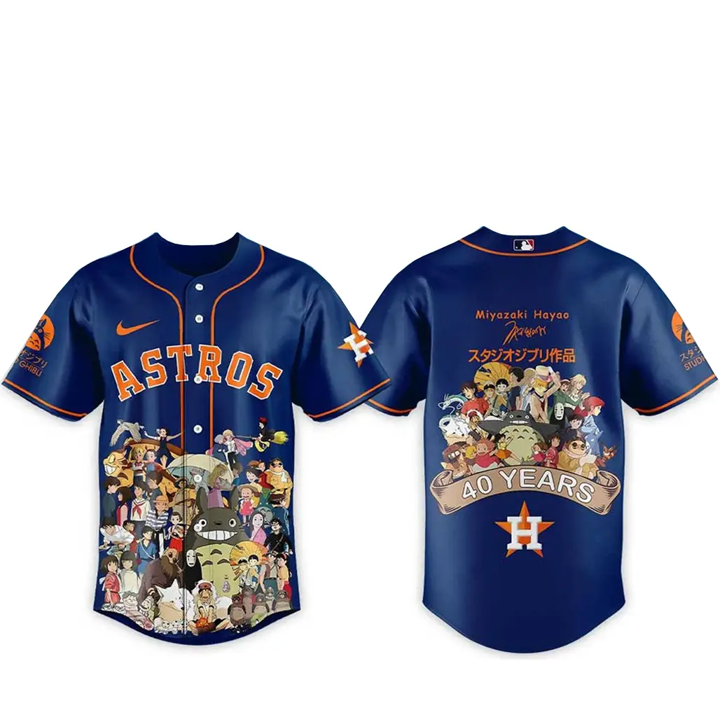 Houston Astros Miyazaki Hayao 40 Years Of Studio Ghibli 2026 Baseball Jersey - Tazila