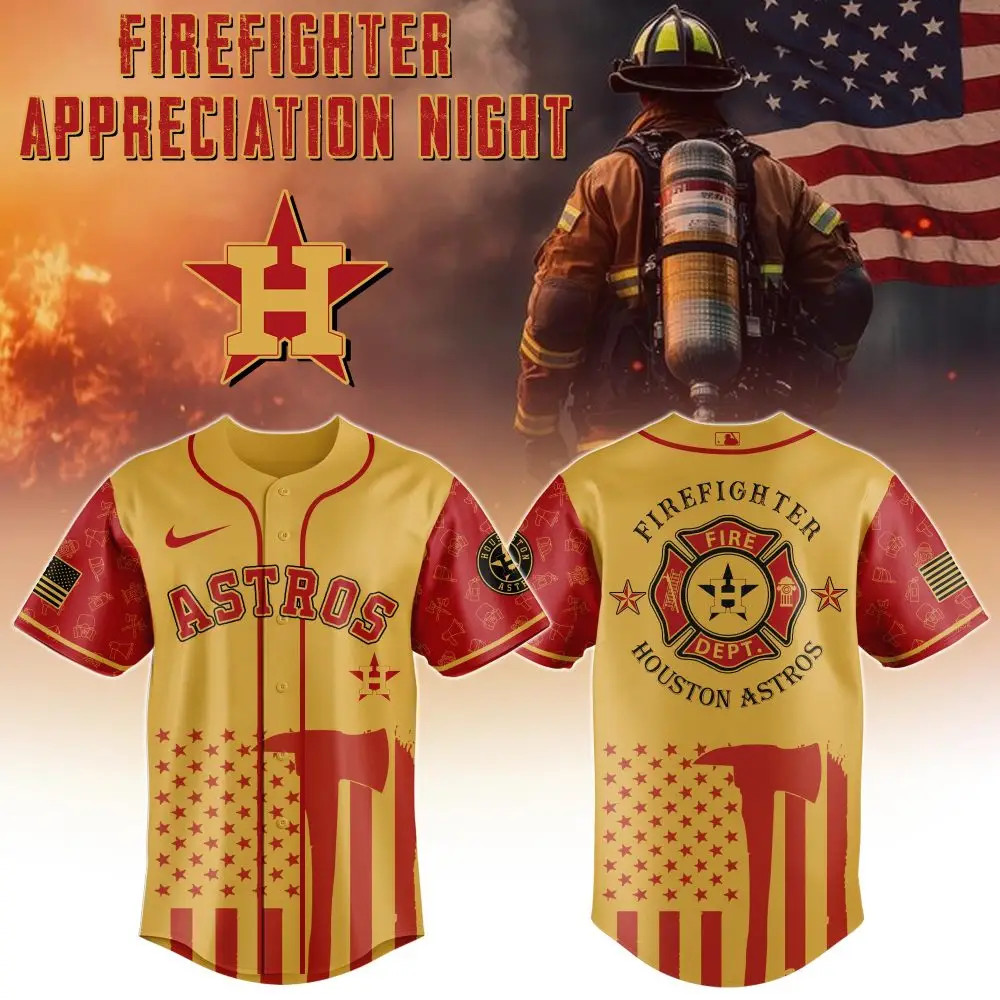 Houston Astros Mlb X Firefighter Appreciation Night Special Edition Custom Baseball Jersey