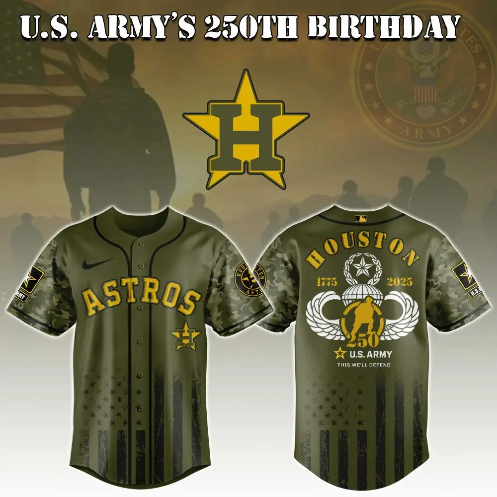 Houston Astros Mlb X U.S. Army This We'Ll Defend Custom Baseball Jersey Houston Astros Mlb X U.S. Army This We'Ll Defend Custom Baseball Jersey - Image 1