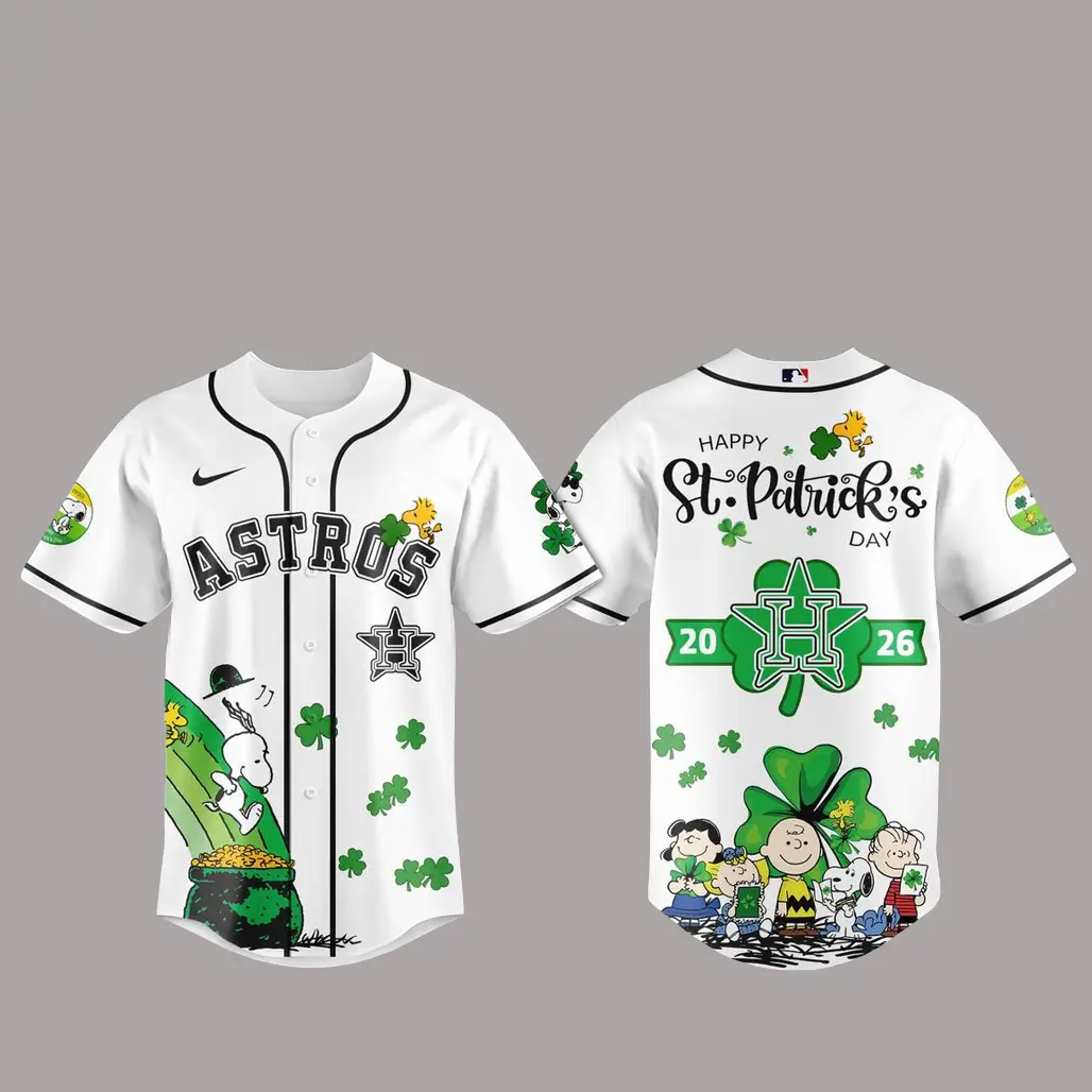 Houston Astros Peanuts Snoopy 2026 St. Patrick’s Day Baseball Jersey - Tazila