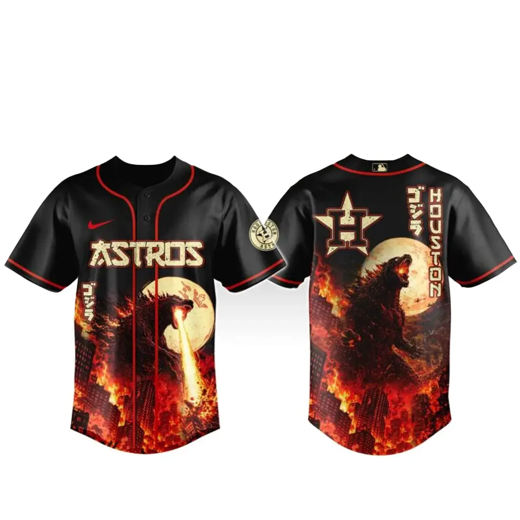 Houston Astros x Godzilla King of Monsters Baseball Jersey - Tazila
