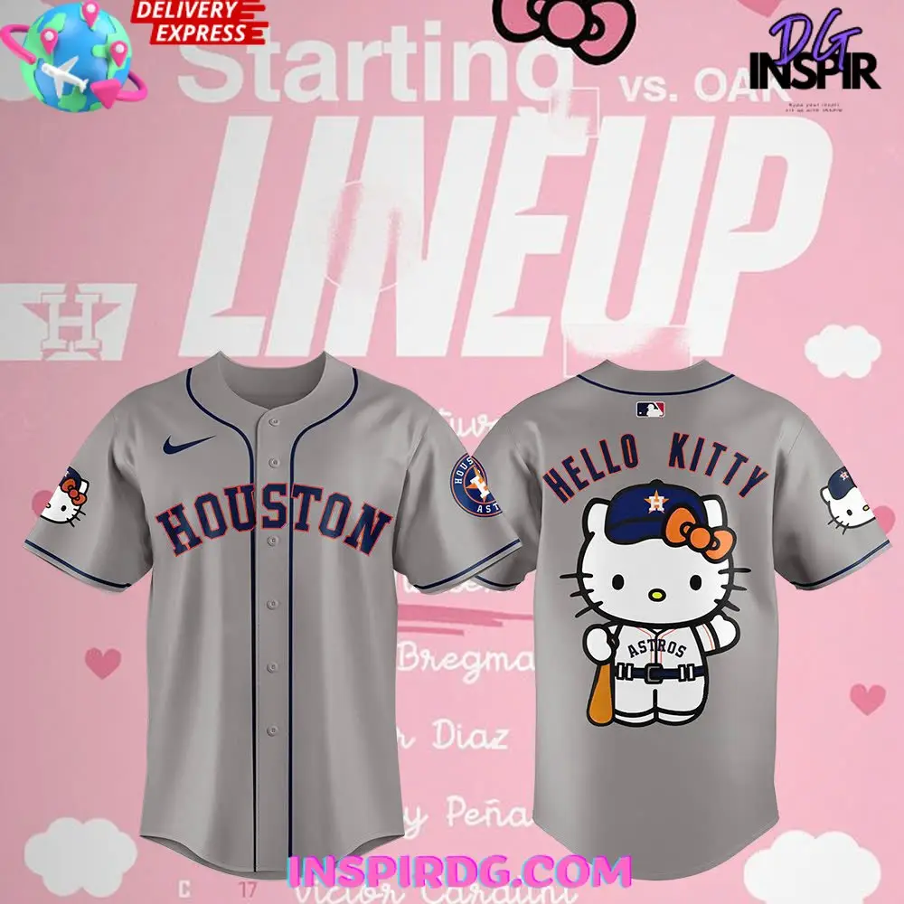 Houston Astros X Hello Kitty Night Grey Baseball Jersey