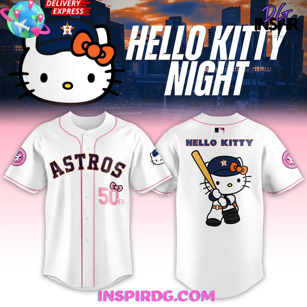 Houston Astros X Hello Kitty Night White Baseball Jersey