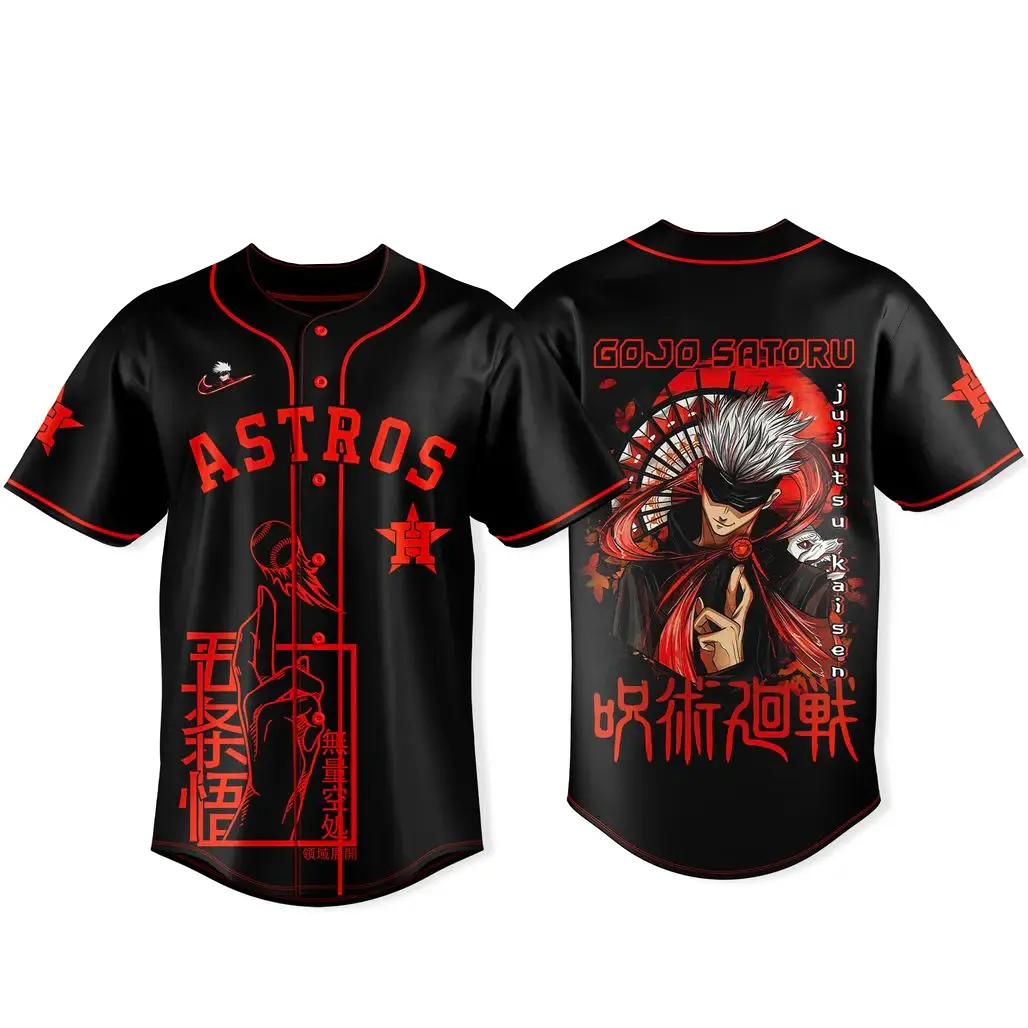 Houston Astros x Jujutsu Kaisen Night Back Gojo Baseball Jersey - Tazila