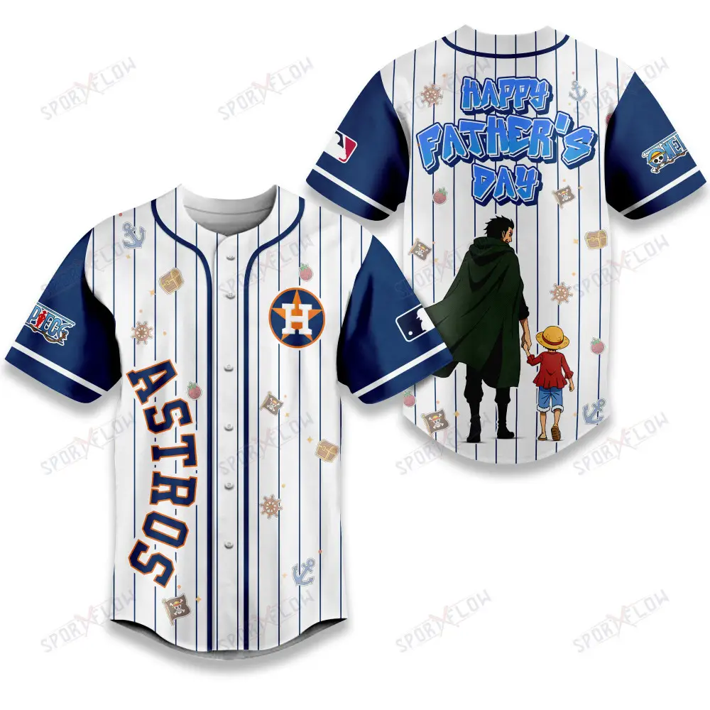 Houston Astros X One Piece Dragon & Luffy Dad Baseball Jersey