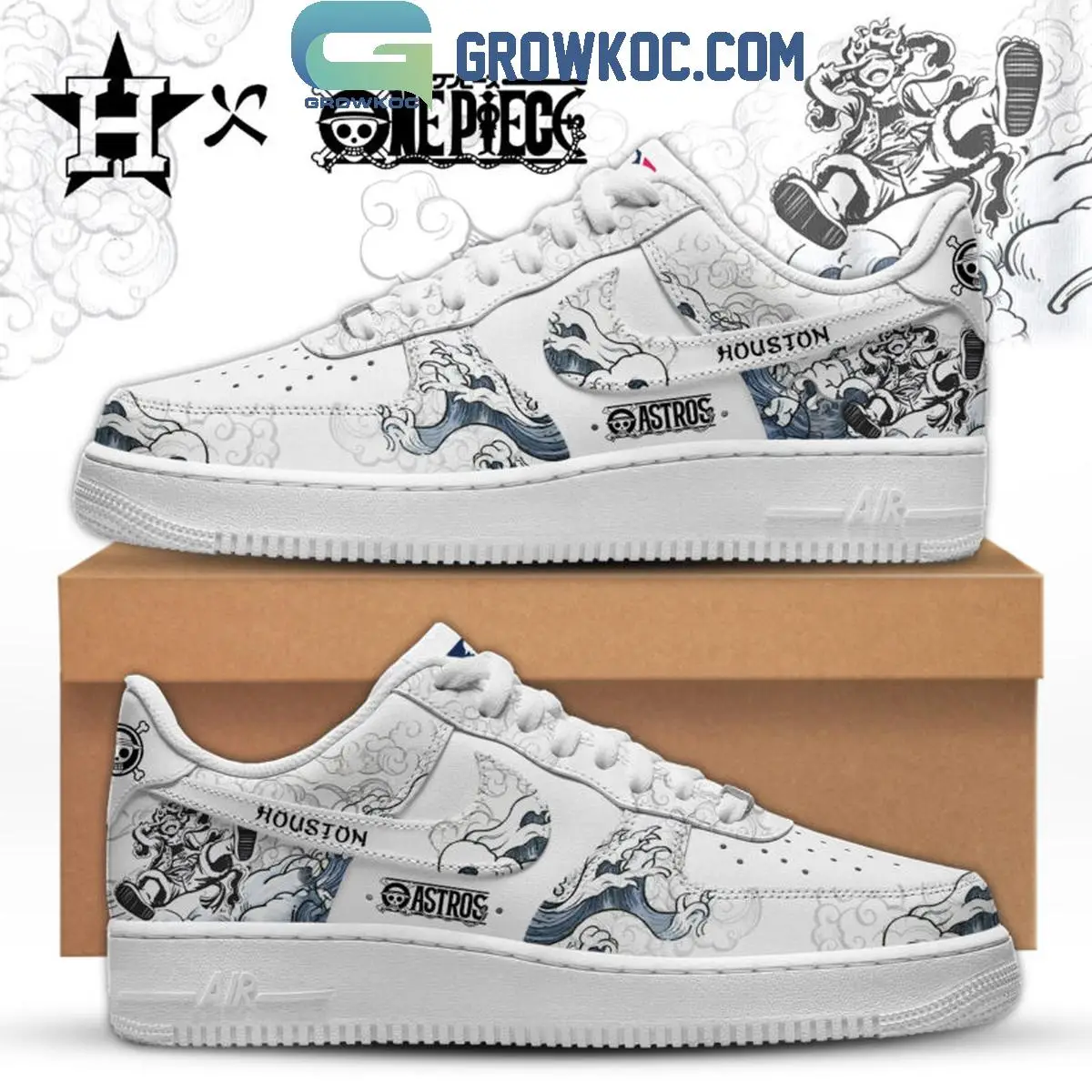 Houston Astros x One Piece Gear 5 Air Force 1 Shoes Houston Astros x One Piece Gear 5 Air Force 1 Shoes - Image 1