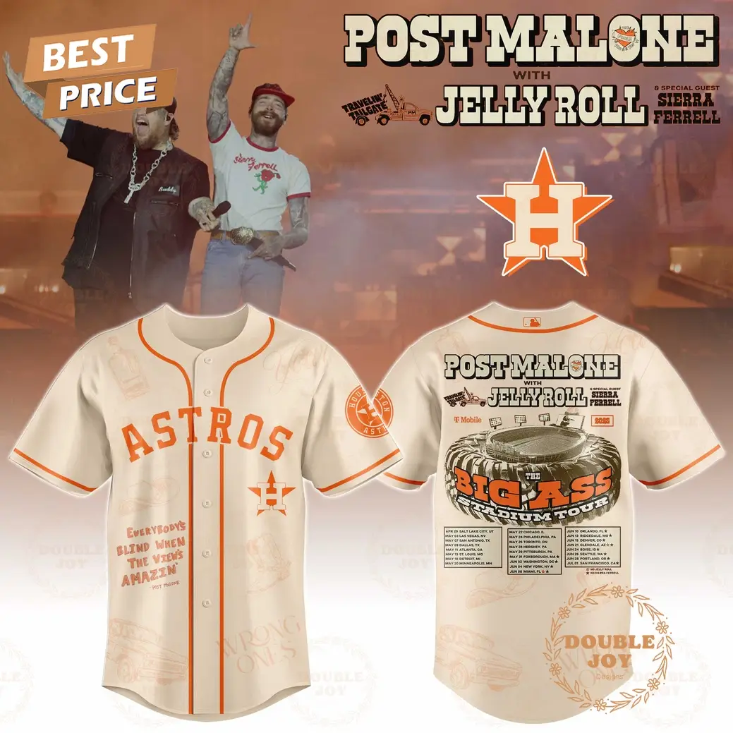 Houston Astros x Post Malone With Jelly Roll Big Ass Limited Edition Baseball Jersey