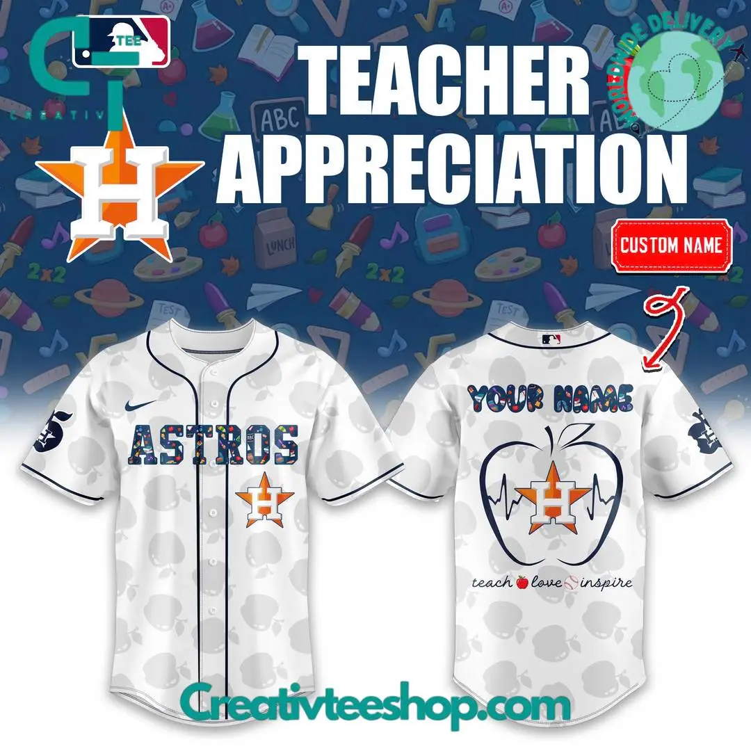 Houston Astros X Teacher Appreciation Personalized Baseball Jersey