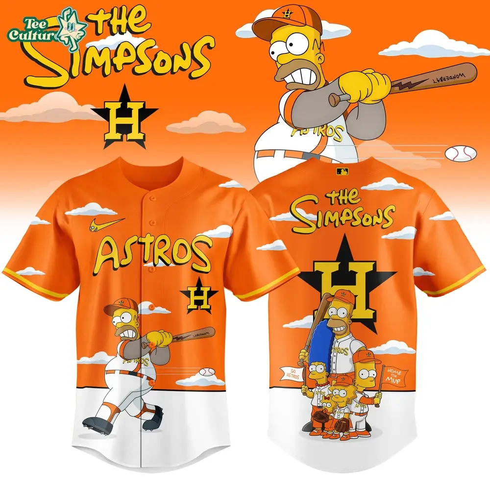 Houston Astros x The Simpsons 2026 Limited Edition Baseball Jersey Houston Astros x The Simpsons 2026 Limited Edition Baseball Jersey - Image 1