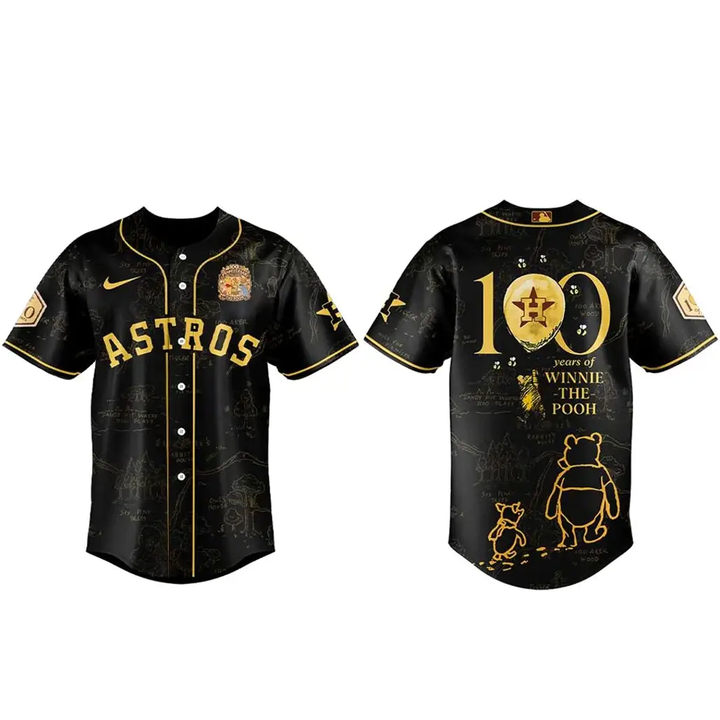 Houston Astros x Winnie The Pooh 100th Anniversary Baseball Jersey - Tazila