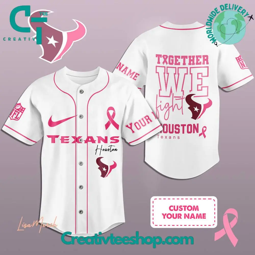 Houston Texans Breast Cancer Together We Fight Baseball Jersey