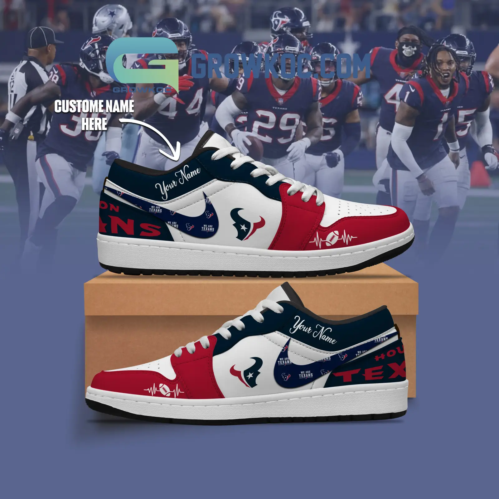 Houston Texans NFL Personalized Air Jordan 1 Shoes Houston Texans NFL Personalized Air Jordan 1 Shoes - Image 1