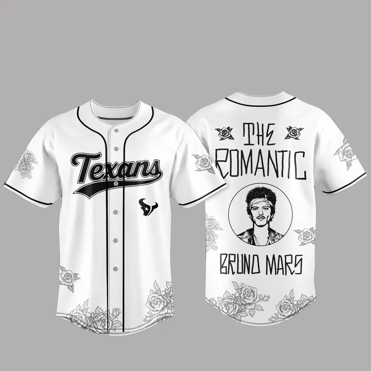 Houston Texans x Bruno Mars The Romantic Tour Baseball Jersey - Tazila Houston Texans x Bruno Mars The Romantic Tour Baseball Jersey - Tazila - Image 1