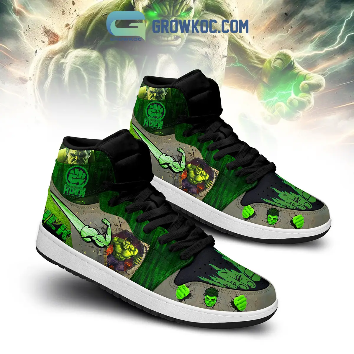 Hulk Marvel Air Jordan 1 Shoes Hulk Marvel Air Jordan 1 Shoes - Image 1
