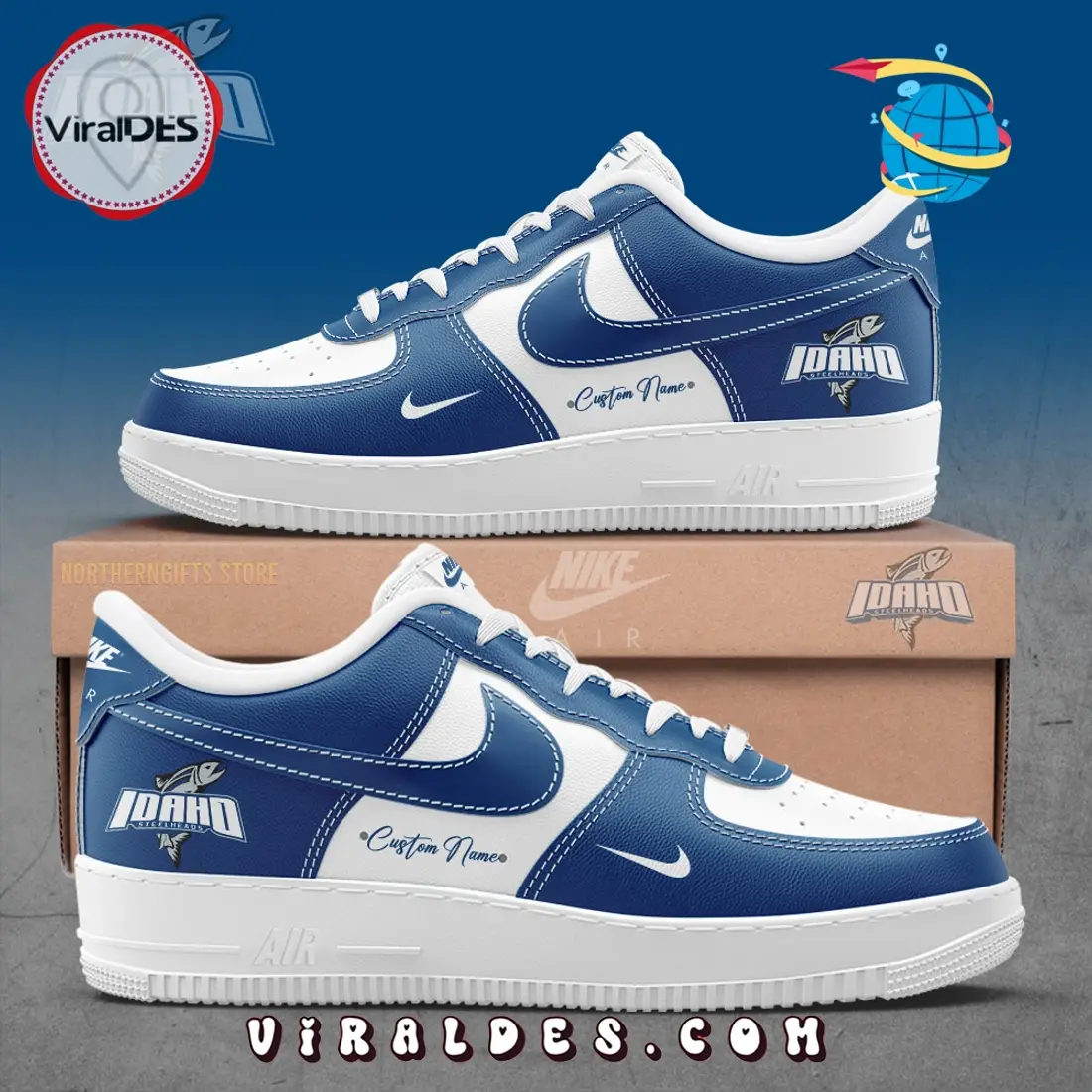 Idaho Steelheads Custom Name Air Force 1 Sneakers