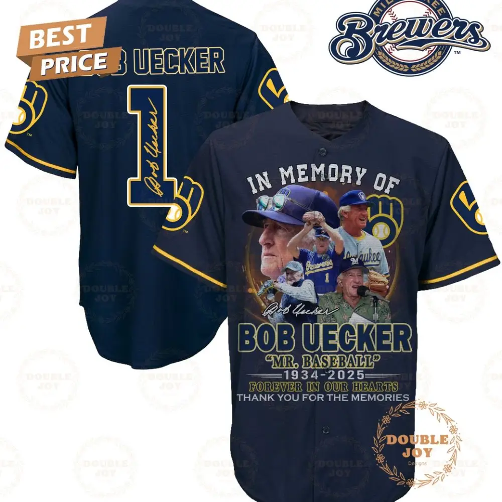 In Memory Of Bob Uecker "Mr.Baseball" 1934-2025 Forever In Our Hearts Thank You For The Memories Baseball Jersey In Memory Of Bob Uecker "Mr.Baseball" 1934-2025 Forever In Our Hearts Thank You For The Memories Baseball Jersey - Image 1