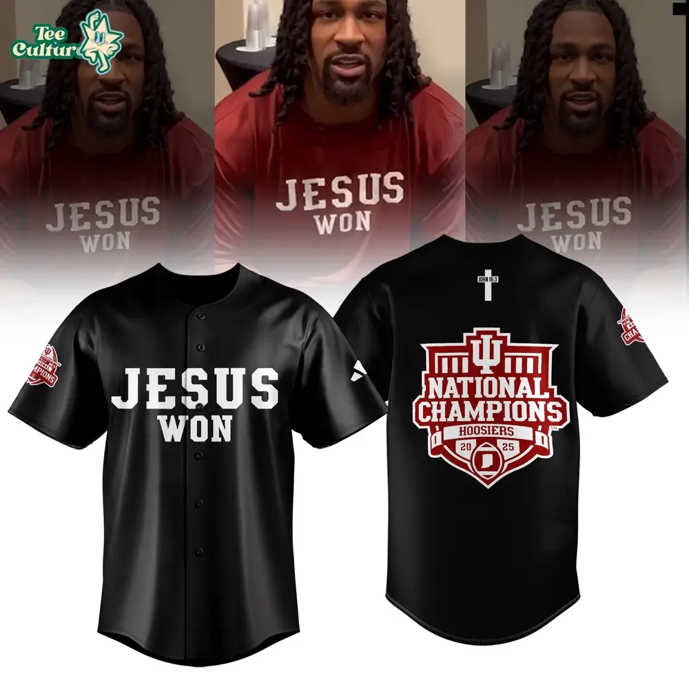 Indiana Hoosiers “Jesus Won” 2026 National Champions Collector Baseball Jersey