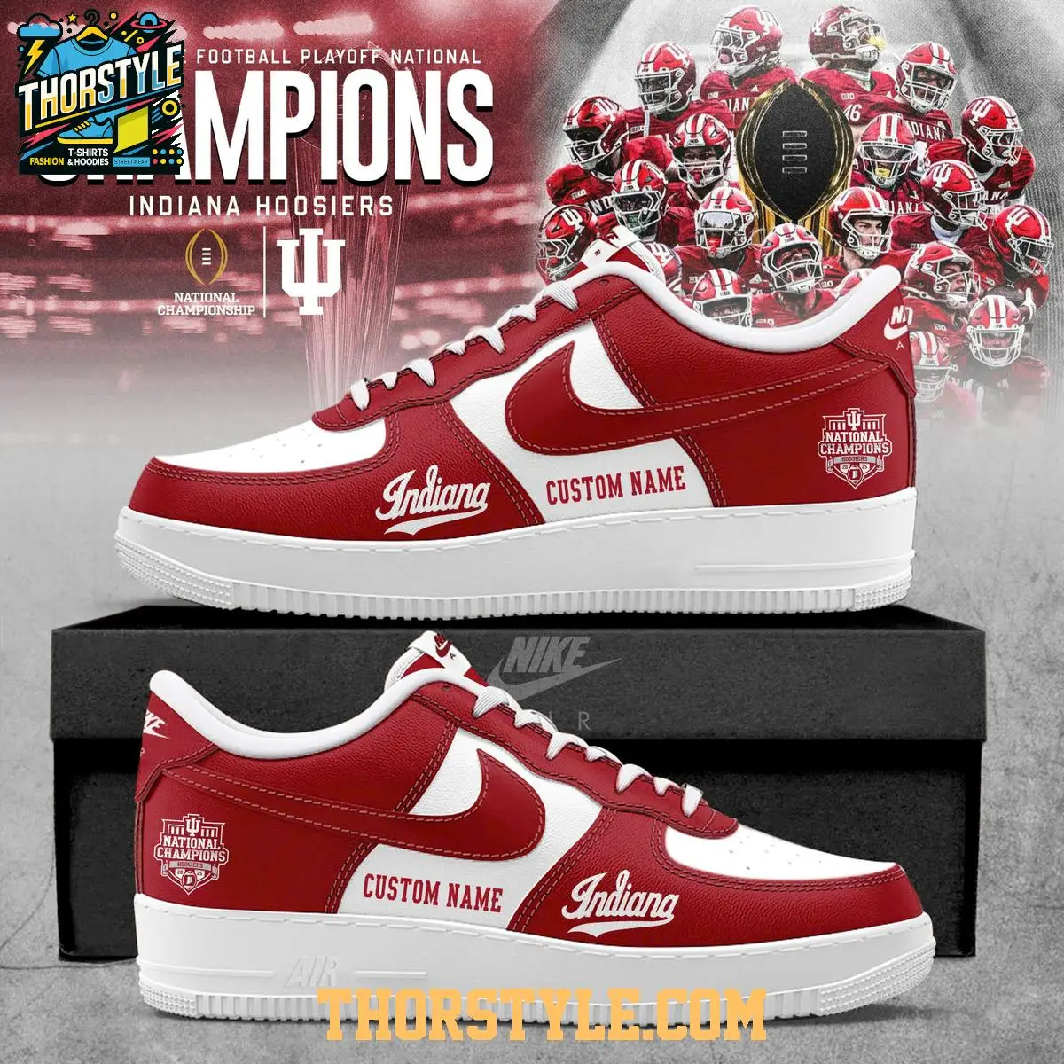 Indiana Hoosiers College Playoff 2025 National Champions AIr Force 1 Shoes