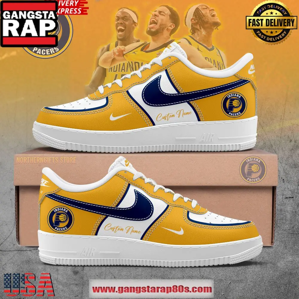 Indiana Pacers Collab Nike Custom Name Air Force 1 Sneakers Shoes