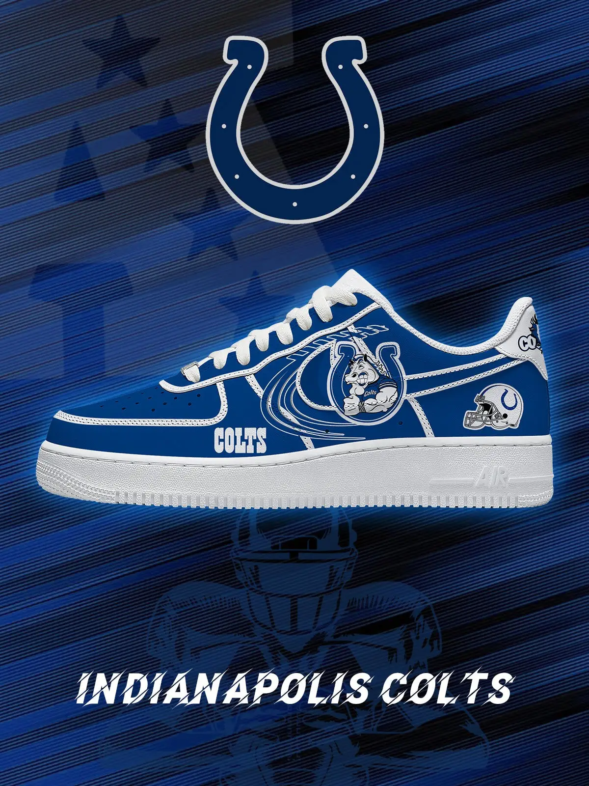 Indianapolis Football V.2 Custom Air Force 1 Sneakers - NFL Fan Edition | RE41