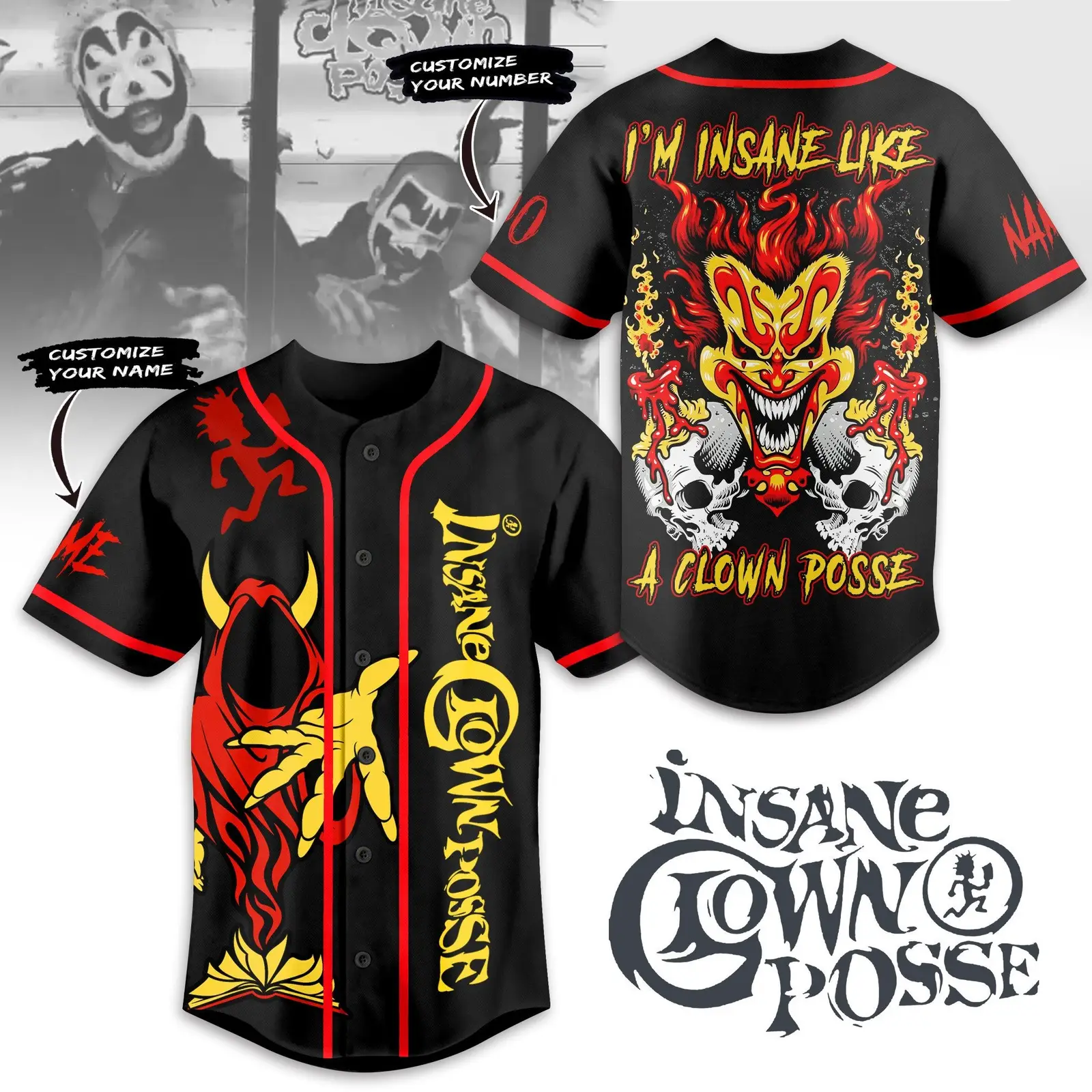 Insane Clown Posse I'm Insane Like A Clown Posse Personalized Baseball Jersey