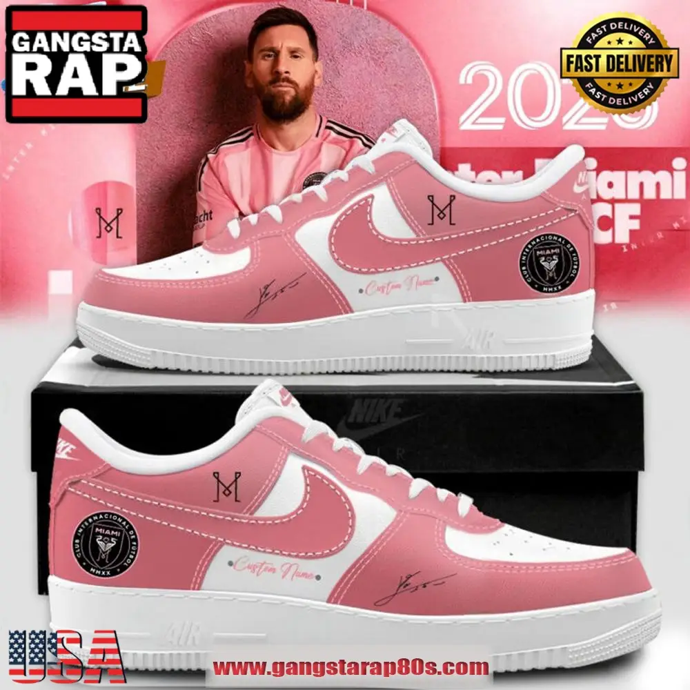 Inter Miami 2025 Limited Edition Air Force 1 Running Sneakers Shoes Inter Miami 2025 Limited Edition Air Force 1 Running Sneakers Shoes - Image 1