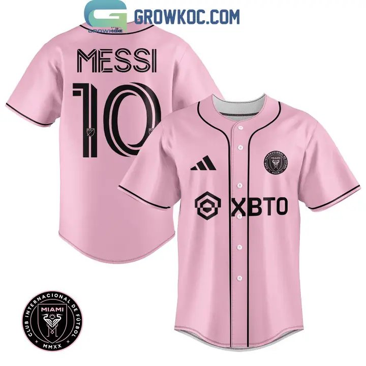 Inter Miami XBTO Lionel Messi 10 Pink Design Baseball Jersey