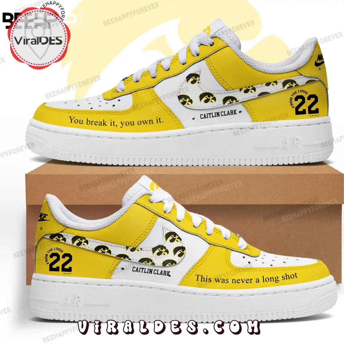 Iowa Hawkeyes - Caitlin Clark Women's Basketball Air Force Sneakers
