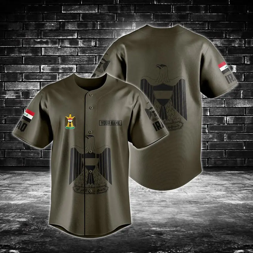 Iraq Flag Baseball Jersey - Customizable Name & Number - Patriotic Sports Shirt