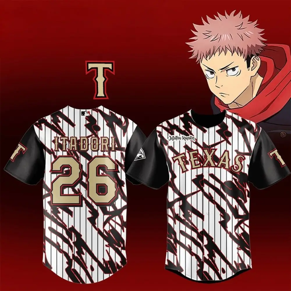 Itadori #26 Texas Rangers Jujutsu Kaisen 2026 Jersey Rangers Merch Gifts For Baseball Fans