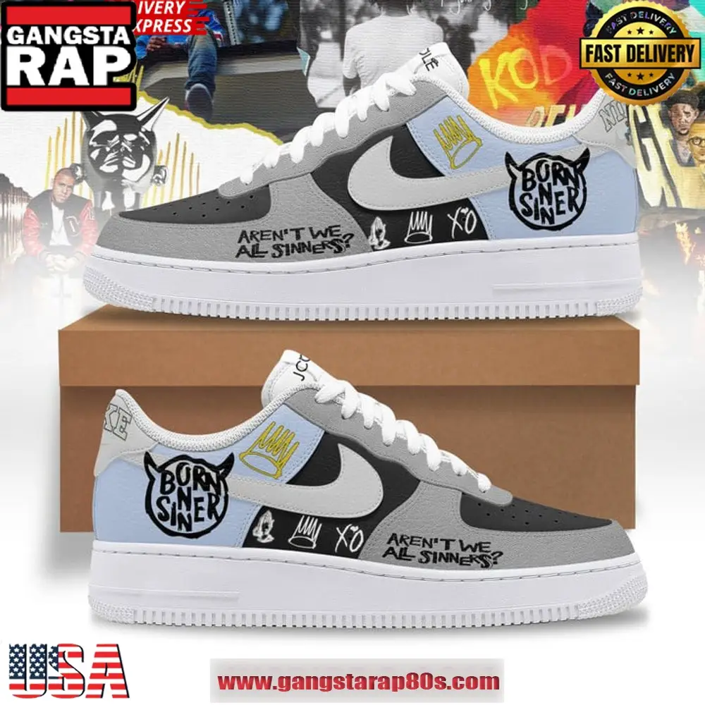 J Cole Born Sinner Special Edition Air Force 1 Running Sneakers Shoes