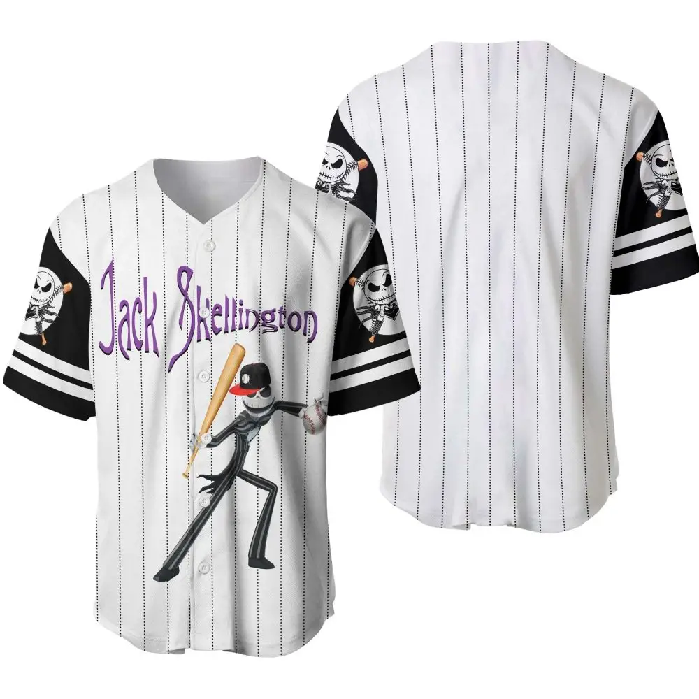 Jack Skellington Baseball Jersey – Unique Striped Sporty Tee For Fans , Limited Edition