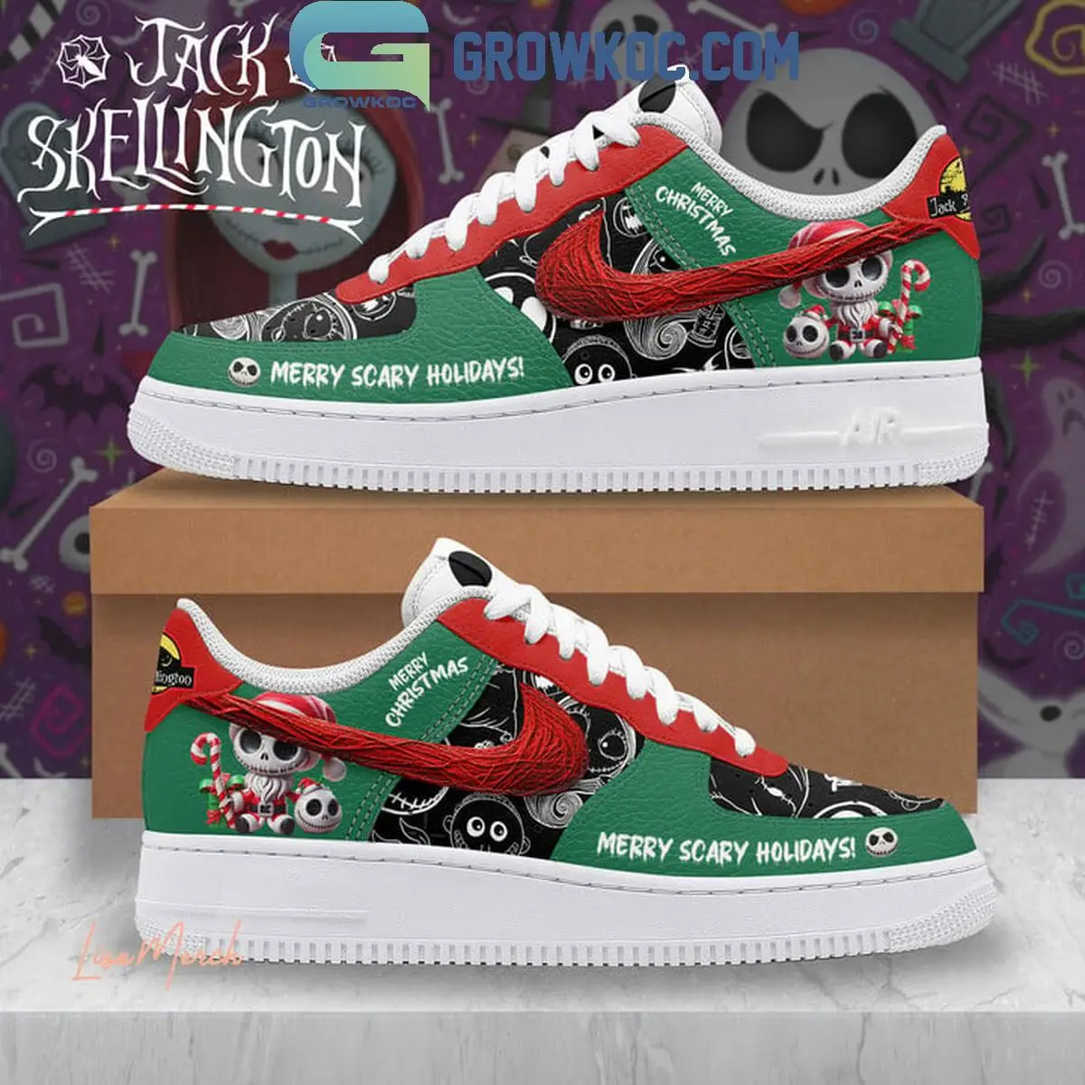 Jack Skellington Merry Christmas Merry Scary Holidays Air Force 1 Shoes