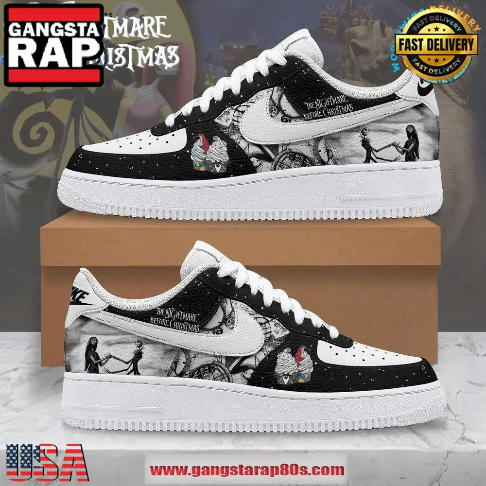 Jack Skellington The Nightmare Before Christmas Air Force 1 Running Sneakers Shoes Jack Skellington The Nightmare Before Christmas Air Force 1 Running Sneakers Shoes - Image 1