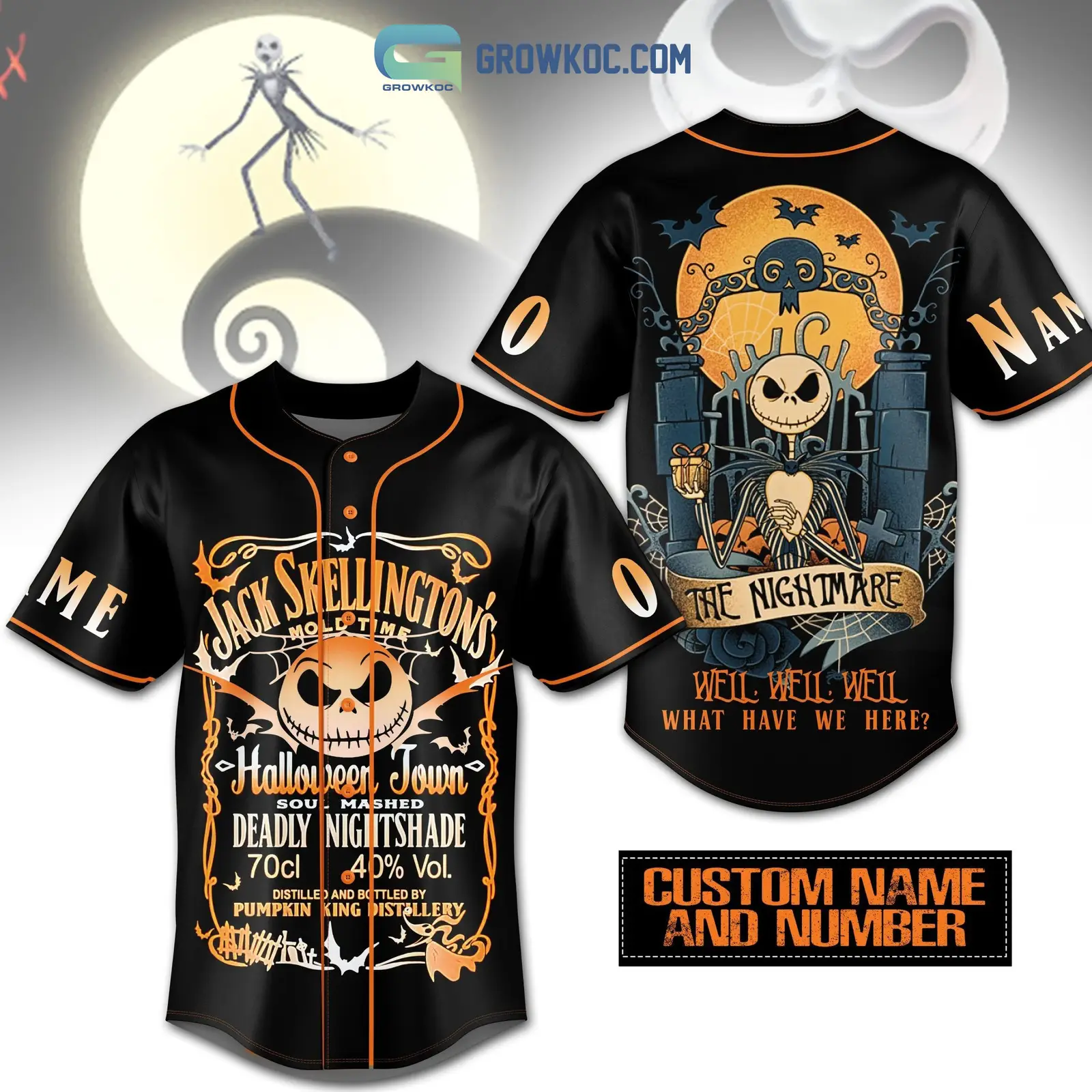 Jack Skellington's The Nightmare Halloween Town Personalized Baseball Jersey