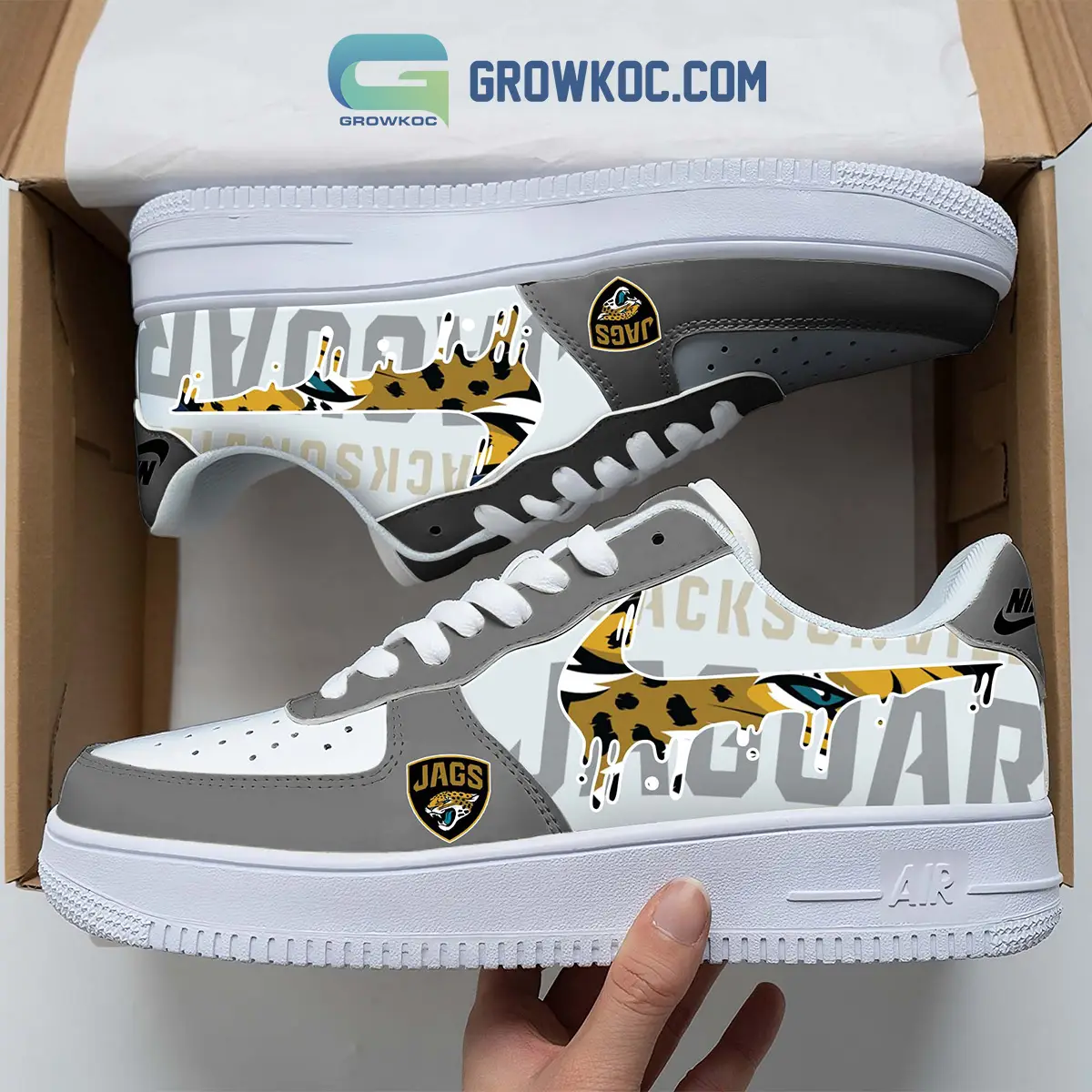 Jacksonville Jaguars Team Logo Fan Air Force 1 Shoes Jacksonville Jaguars Team Logo Fan Air Force 1 Shoes - Image 1