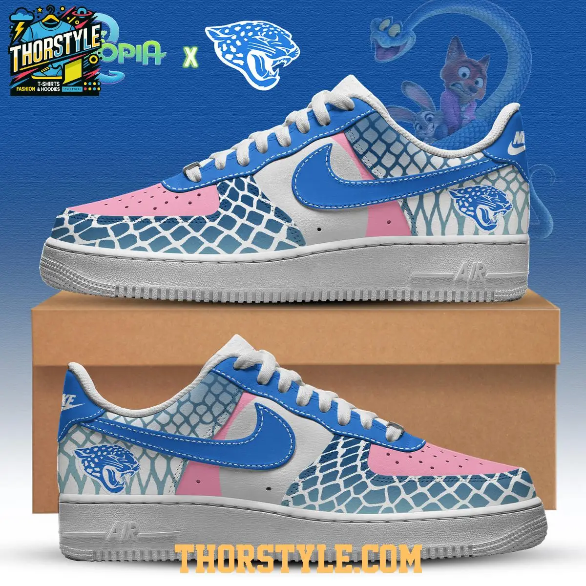 Jacksonville Jaguars Zootopia 2 Gary De'Snake 2025 Personalized Air Force 1 Shoes Jacksonville Jaguars Zootopia 2 Gary De'Snake 2025 Personalized Air Force 1 Shoes - Image 1