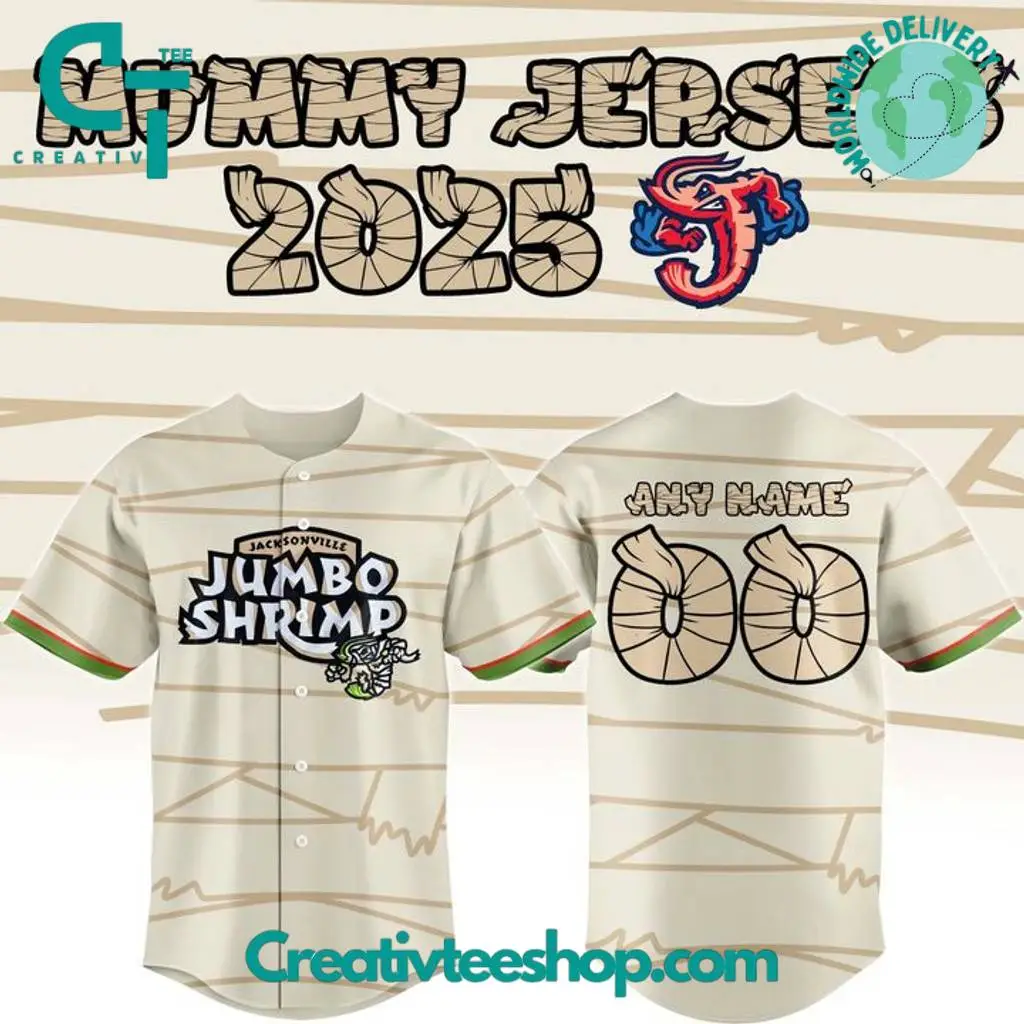 Jacksonville Jumbo Shrimp X 2025 Mummy Design Special Baseball Jersey Jacksonville Jumbo Shrimp X 2025 Mummy Design Special Baseball Jersey - Image 1